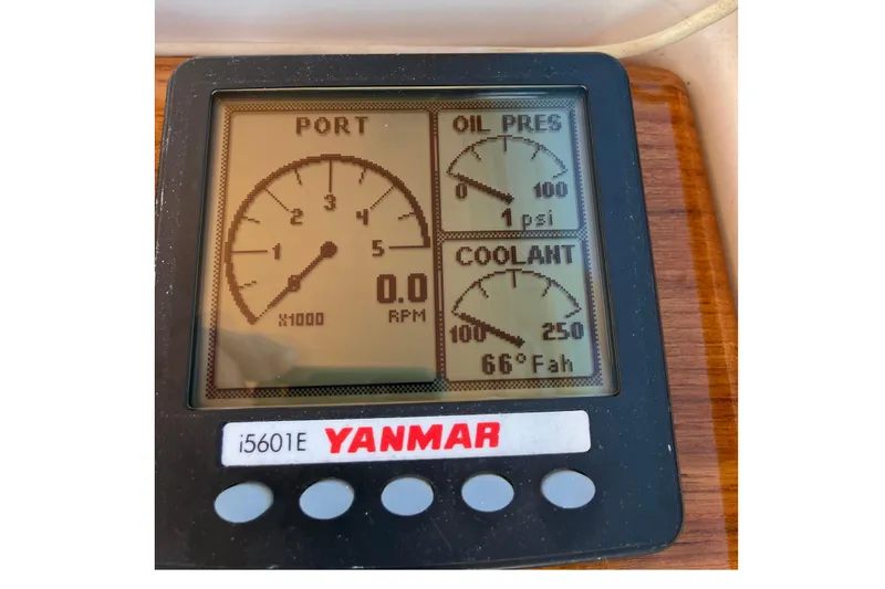 Virginia Yacht Photos Pics Yanmar engine display showing RPM, oil pressure, and coolant temperature on a 2010 C.W. Hood WASQUE 26.