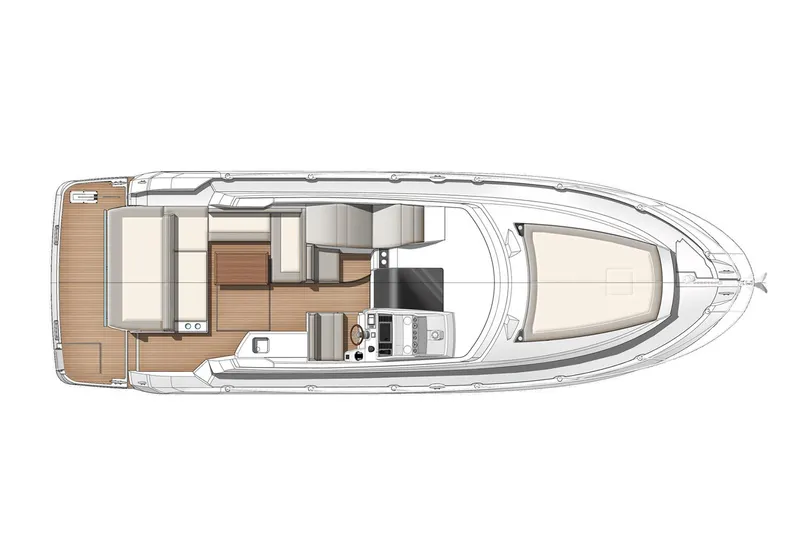  Yacht Photos Pics Manufacturer Provided Image: Top view layout of 2020 Jeanneau Leader 36 motor yacht.