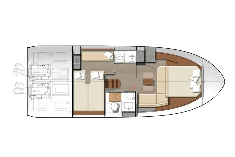  Yacht Photos Pics Manufacturer Provided Image: 2020 Jeanneau Leader 36 interior layout with bedrooms, kitchen, and bathroom.