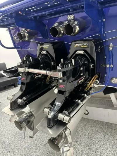 On Your Mark Yacht Photos Pics 2005 Cigarette 39 Top Gun boat with dual Mercury Racing engines.