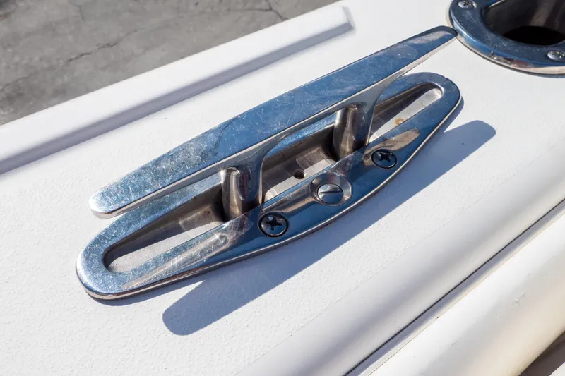  Yacht Photos Pics Stainless steel cleat on 2007 Intrepid 350 WA boat deck.