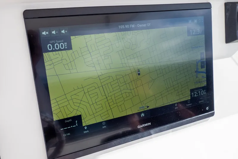  Yacht Photos Pics Garmin GPS display on 2007 Intrepid 350 WA boat, showing map and speed.