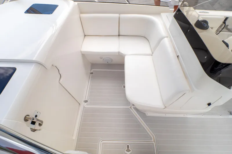  Yacht Photos Pics 2007 Intrepid 350 WA boat interior with white seating and sleek design.