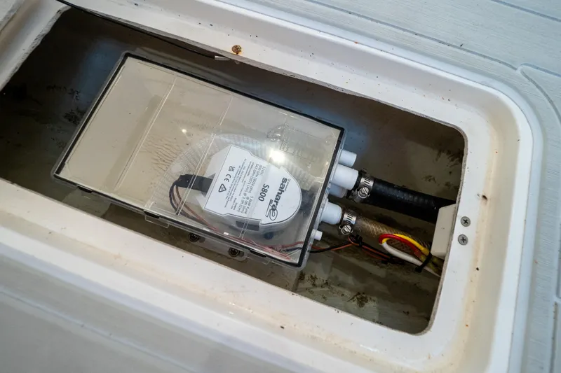  Yacht Photos Pics Electrical component in a 2007 Intrepid 350 WA boat compartment.