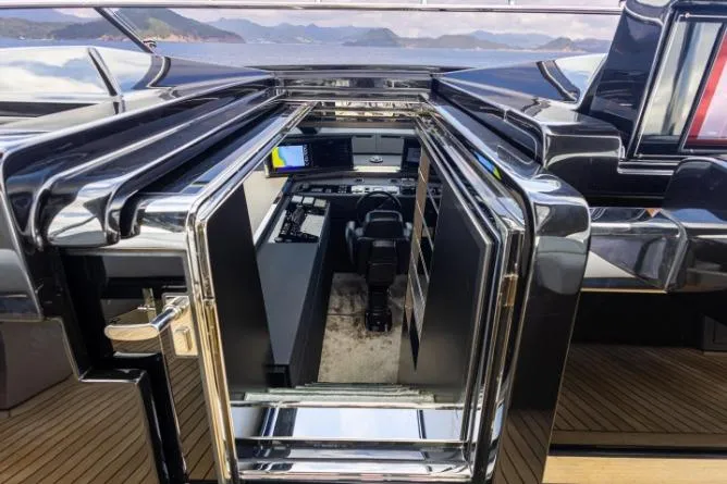  Yacht Photos Pics Riva 90 Argo 2020 yacht cockpit with sleek design and advanced navigation systems.