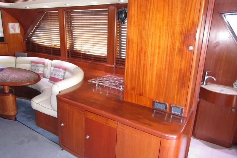 Elska Yacht Photos Pics Salon to starboard with electrical panel