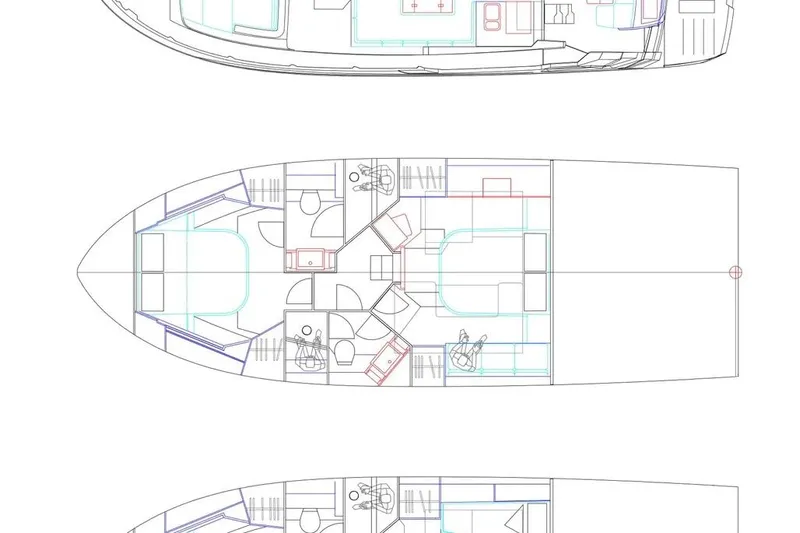  Yacht Photos Pics Floor plan of 2025 Cobrey 45 FLY yacht, showcasing interior layout and design.