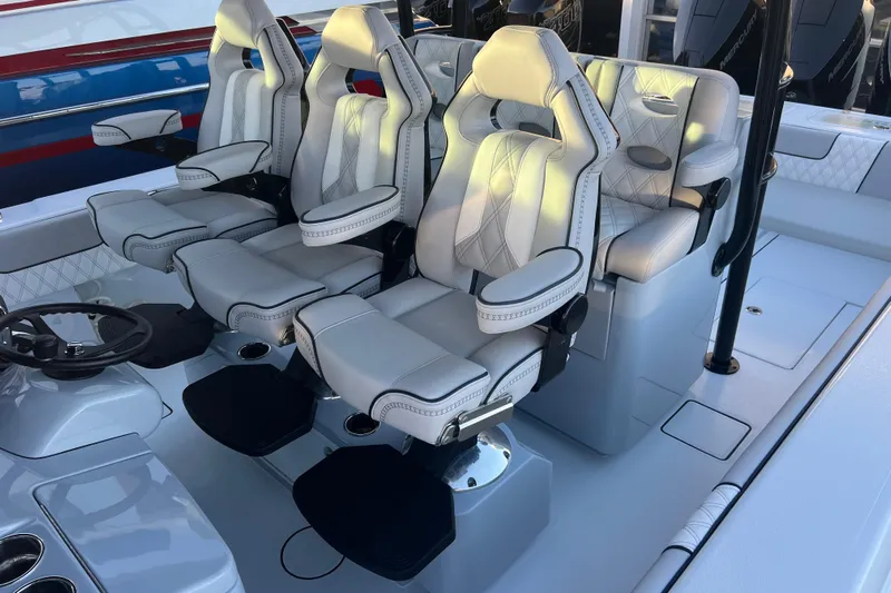  Yacht Photos Pics Luxury seating on 2026 Contender 39 ST boat, featuring modern design and comfort.