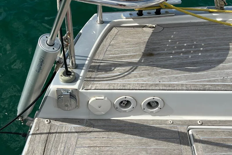 Ibubi Yacht Photos Pics Deck of 2010 Grand Soleil 54 yacht with fittings and teak finish.