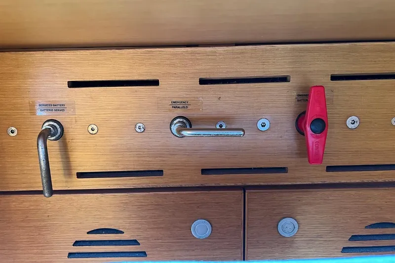 Ibubi Yacht Photos Pics Control panel of a 2010 Grand Soleil 54 yacht with battery switches.