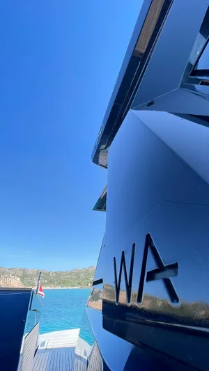  Yacht Photos Pics Evo Yachts R4 WA 2022 model, sleek design, docked by clear blue waters.