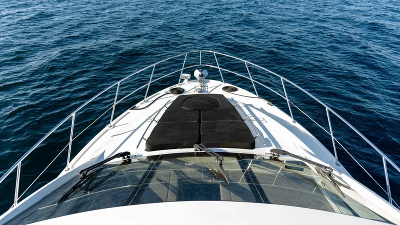 O-sea-d Yacht Photos Pics 2017 Sea Ray 51 Flybridge yacht cruising on open water.