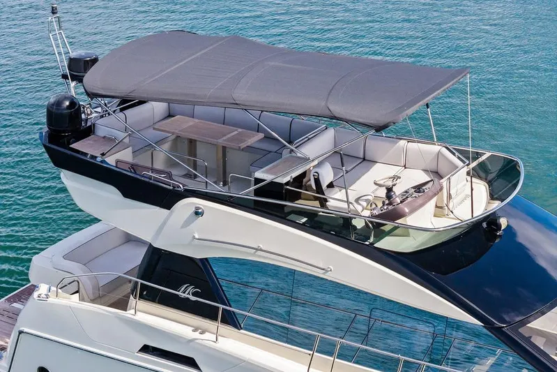  Yacht Photos Pics Luxury Monte Carlo MC 35 yacht, 2018 model, with spacious upper deck and canopy.
