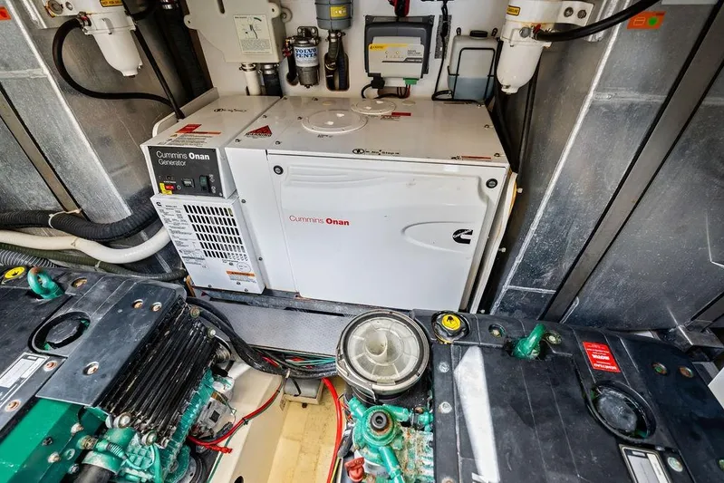  Yacht Photos Pics Engine room of 2018 Monte Carlo MC 35 with Cummins Onan generator.