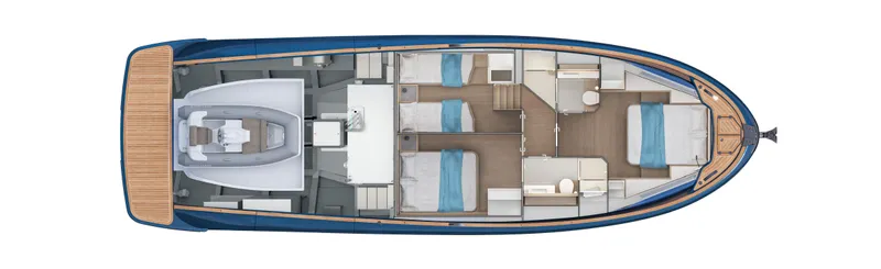  Yacht Photos Pics Top view layout of 2024 Solaris Power 52 Open yacht interior.
