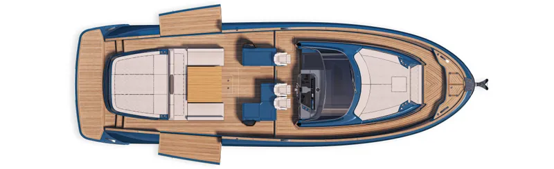  Yacht Photos Pics Top view of 2024 Solaris Power 52 Open luxury yacht layout.