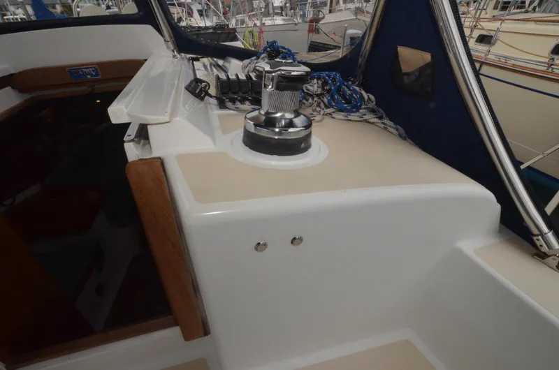 Tahlequah Yacht Photos Pics Cockpit of 2020 Tartan 365 sailboat with winch and ropes.