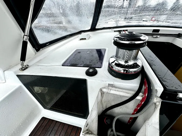  Yacht Photos Pics Cockpit of 2018 Beneteau Oceanis 45 sailboat with winch and wet deck.