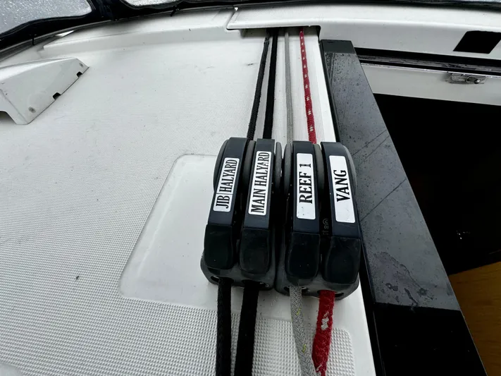  Yacht Photos Pics Sailing controls on a 2018 Beneteau Oceanis 45 yacht deck.