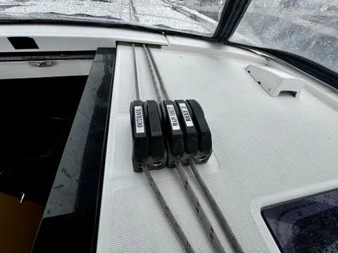  Yacht Photos Pics Beneteau Oceanis 45 sailboat deck with control lines, 2018 model.