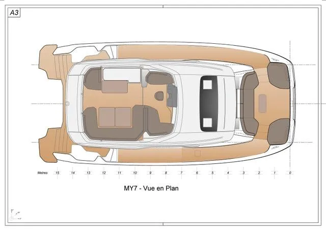  Yacht Photos Pics Top view layout of 2025 Fountaine Pajot VEYA YACHT V53, showcasing deck and interior design.