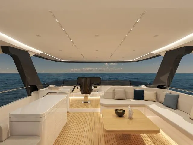  Yacht Photos Pics Luxurious interior of 2025 Fountaine Pajot VEYA YACHT V53 with ocean view.