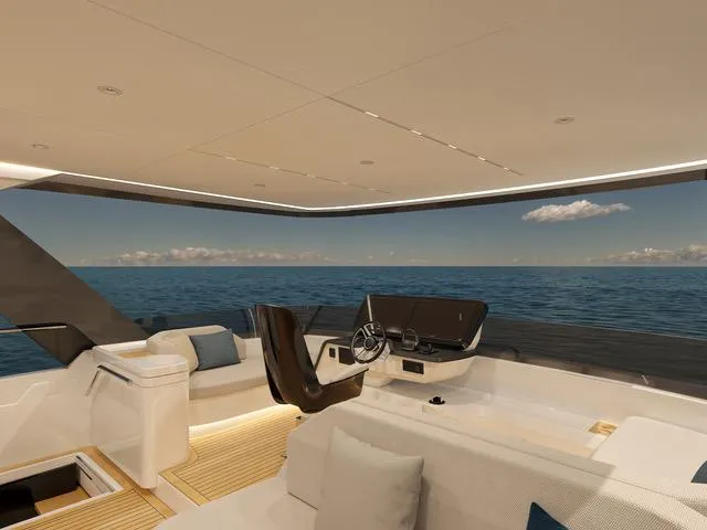  Yacht Photos Pics Luxurious 2025 Fountaine Pajot VEYA YACHT V53 interior with ocean view and modern helm.