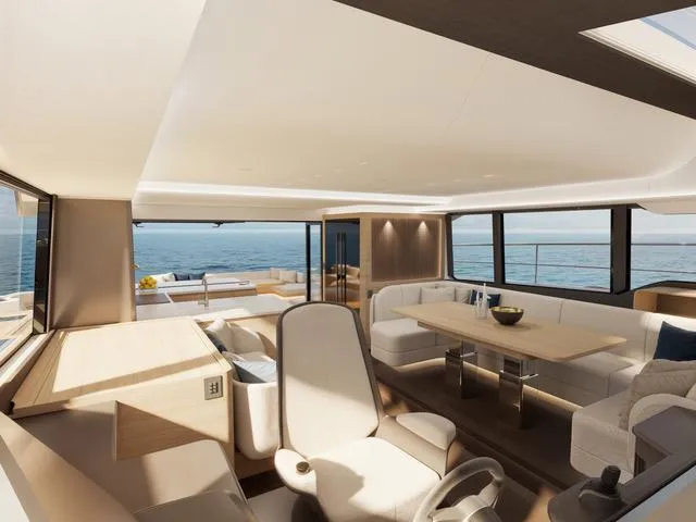  Yacht Photos Pics Luxurious interior of 2025 Fountaine Pajot VEYA YACHT V53 with ocean view.