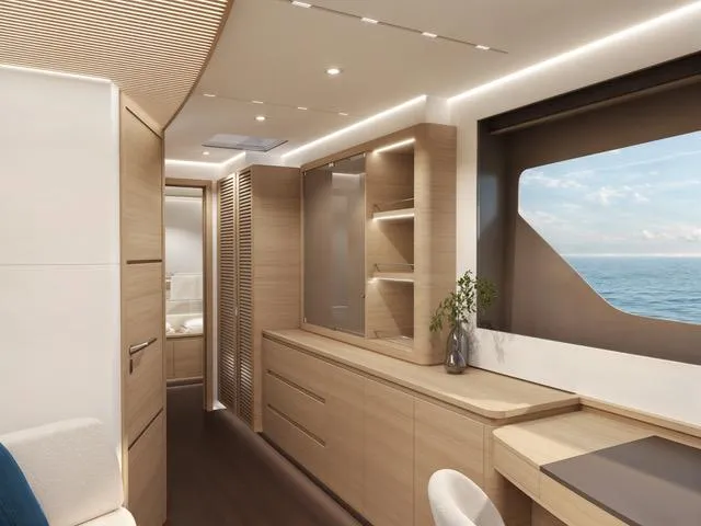  Yacht Photos Pics Luxurious interior of 2025 Fountaine Pajot VEYA YACHT V53 with modern design and ocean view.