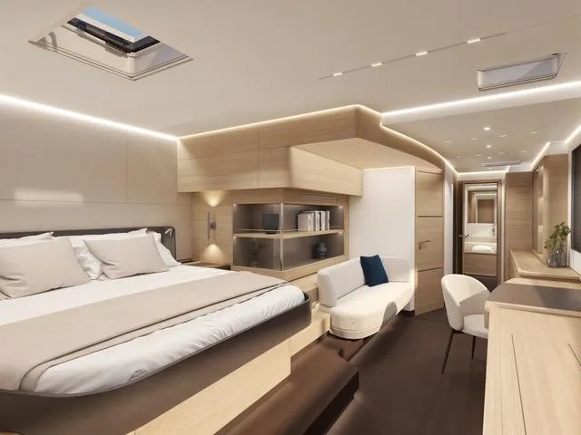  Yacht Photos Pics Luxurious interior of 2025 Fountaine Pajot VEYA YACHT V53 with modern design and elegant furnishings.