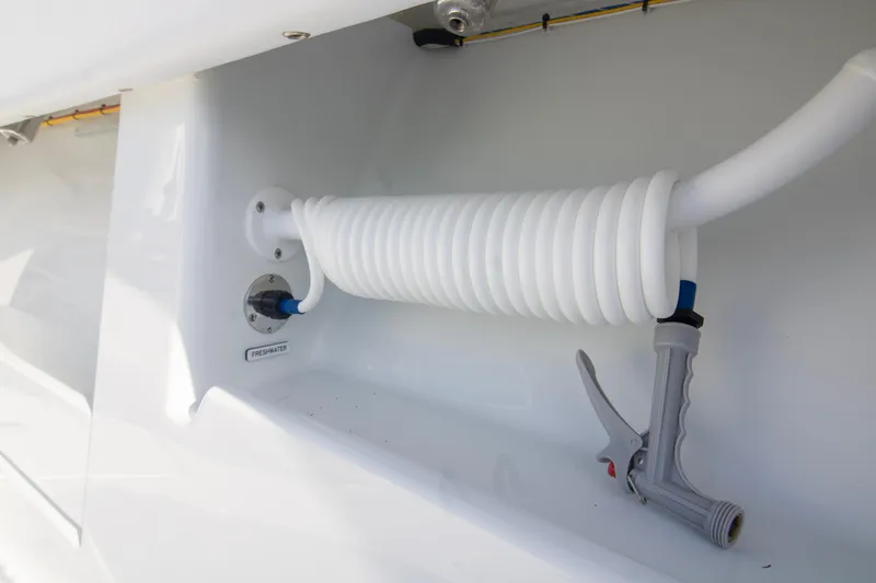  Yacht Photos Pics Freshwater hose system on 2026 Invincible 39 Open Fisherman boat.