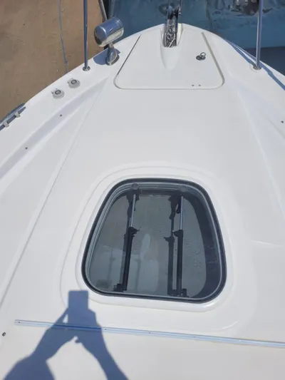 Knot On Call Yacht Photos Pics 2013 Sea Ray Sundancer 370 boat deck with hatch and railing.