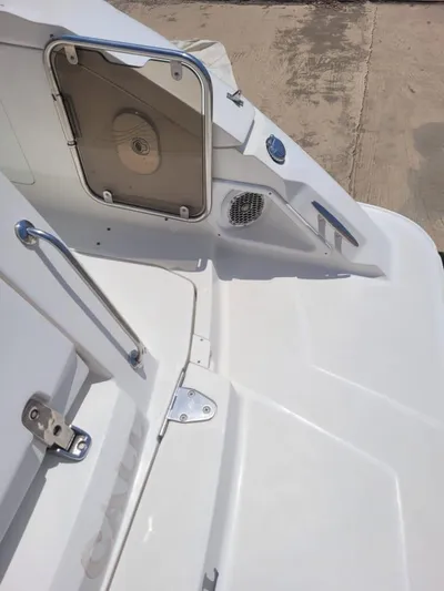 Knot On Call Yacht Photos Pics 2013 Sea Ray Sundancer 370 boat deck with hatch and railing.