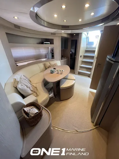  Yacht Photos Pics Luxurious interior of 2007 Riva Rivale 52 yacht with elegant seating and modern design.