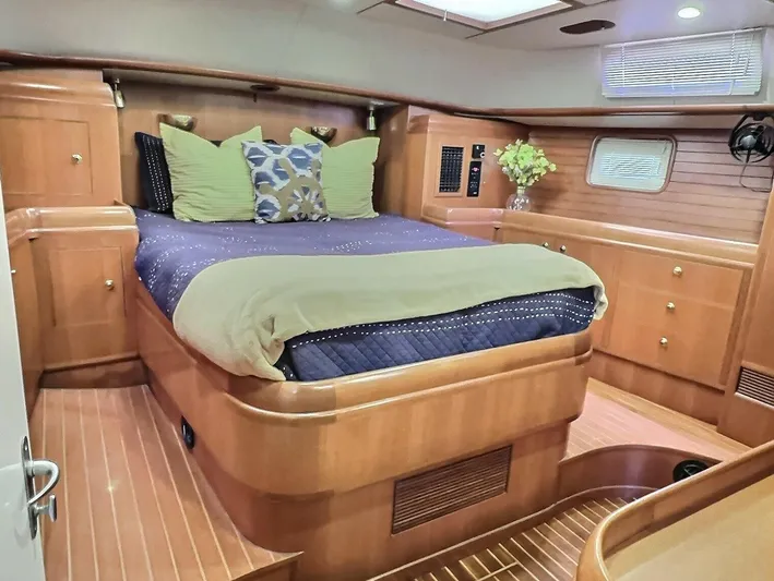 Celebrate Yacht Photos Pics Luxurious Taswell 58 yacht bedroom interior with wooden finish, 2003 model.