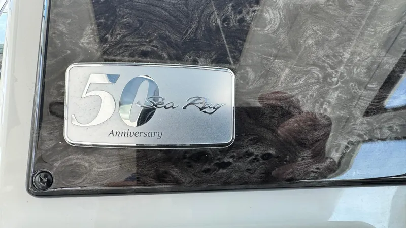  Yacht Photos Pics 50th Anniversary Sea Ray plaque on 2009 Sea Ray 43 Sundancer boat.