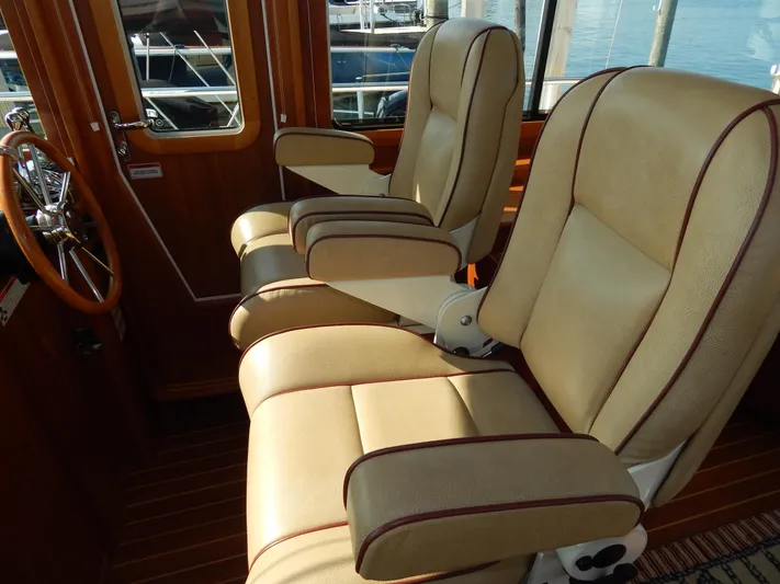  Yacht Photos Pics Luxurious interior seating of 2010 Sabre 40 Sedan yacht with leather upholstery.