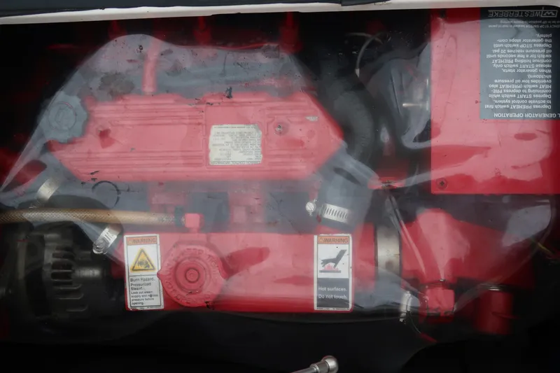 Bad Habit Yacht Photos Pics Engine compartment of a 2016 Invincible 42 Open Fisherman boat.