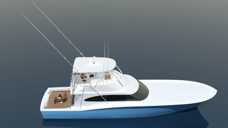  Yacht Photos Pics Guthrie Custom Sportfish 2020 on calm water, side view.