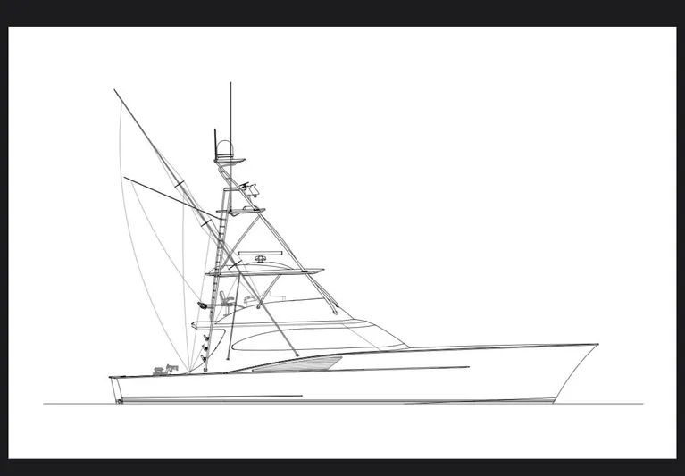  Yacht Photos Pics Guthrie Custom Sportfish 2020, side view, technical drawing.