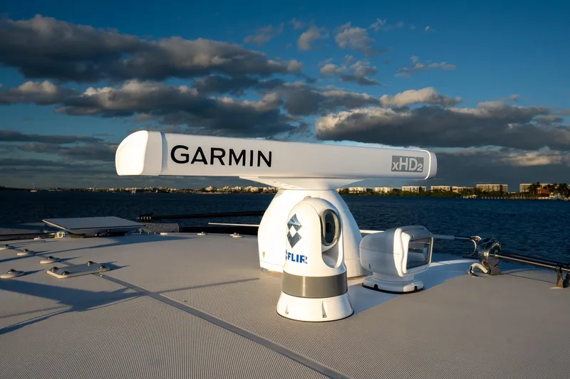  Yacht Photos Pics 2024 HCB 42 Lujo boat with Garmin xHD2 radar and FLIR system on deck.