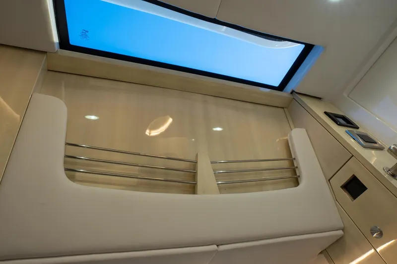  Yacht Photos Pics Luxurious interior of 2024 HCB 42 Lujo yacht with sleek design and skylight.