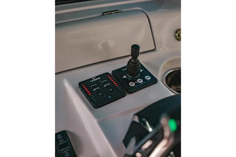  Yacht Photos Pics Control panel of 2024 HCB 42 Lujo boat with joystick and switches.