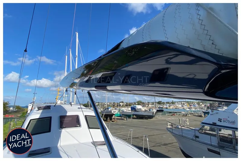 Mary Blue 3 Yacht Photos Pics 65ft Garcia Aluminium Centerboard yacht, 2008 model, docked in a marina under blue skies.