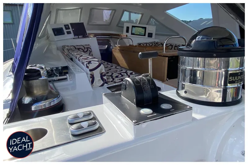 Mary Blue 3 Yacht Photos Pics Interior of 2008 Garcia 65ft Aluminium Centerboard yacht with modern controls and seating.