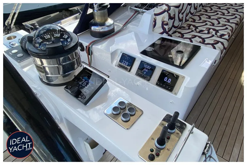 Mary Blue 3 Yacht Photos Pics Cockpit controls of 2008 Garcia 65ft Aluminium Centerboard yacht with compass and digital displays.