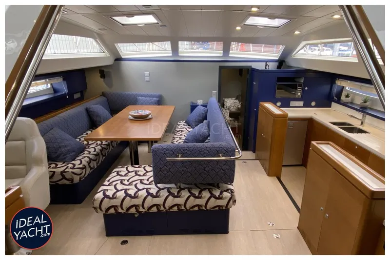 Mary Blue 3 Yacht Photos Pics Luxurious interior of 2008 Garcia 65ft Aluminium Centerboard yacht with spacious seating and modern kitchen.