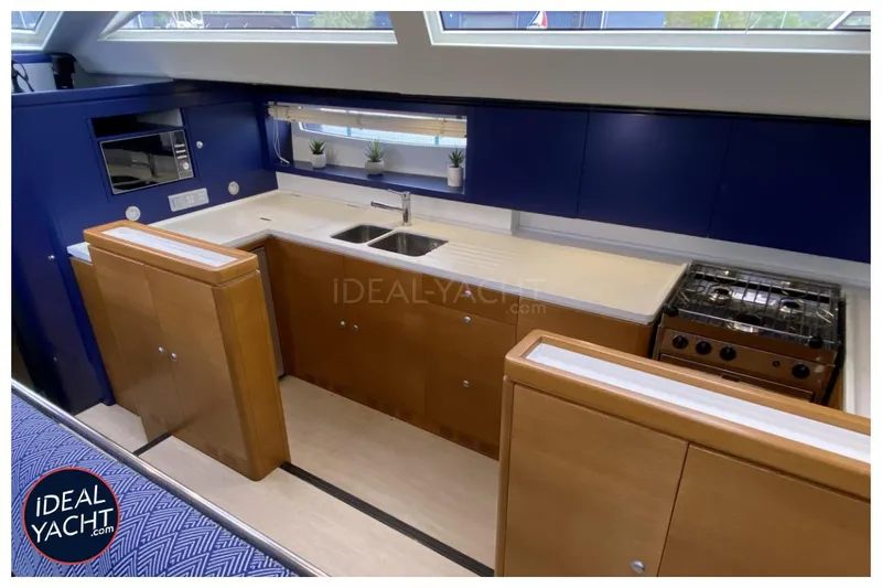 Mary Blue 3 Yacht Photos Pics Modern kitchen interior of 2008 Garcia 65ft Aluminium Centerboard yacht with sleek cabinetry.