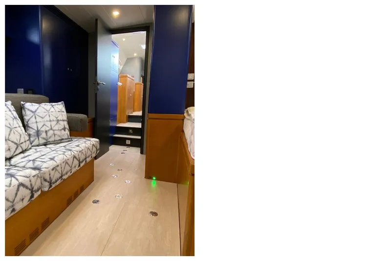 Mary Blue 3 Yacht Photos Pics Interior of 2008 Garcia 65ft Aluminium Centerboard yacht with modern seating and sleek design.