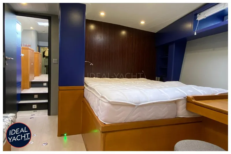 Mary Blue 3 Yacht Photos Pics Luxurious bedroom interior of 2008 Garcia 65ft Aluminium Centerboard yacht with modern design.